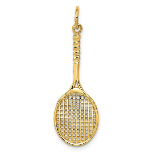 Extel Large 14k Gold Tennis Racquet Charm, Made in USA