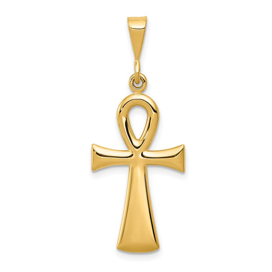 Extel Large 14k Gold Egyptian Ankh Cross Pendant, Made in USA