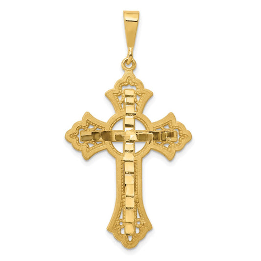 Extel Large 14k Gold Diamond-cut Celtic Cross Pendant Charm, Made in USA