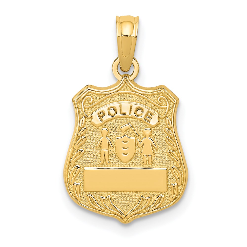 Extel Medium 14k Gold Police Badge Pendant