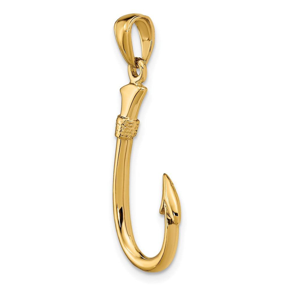 Extel Large 14k Gold 3-D Fishing Hook Pendant, Made in USA