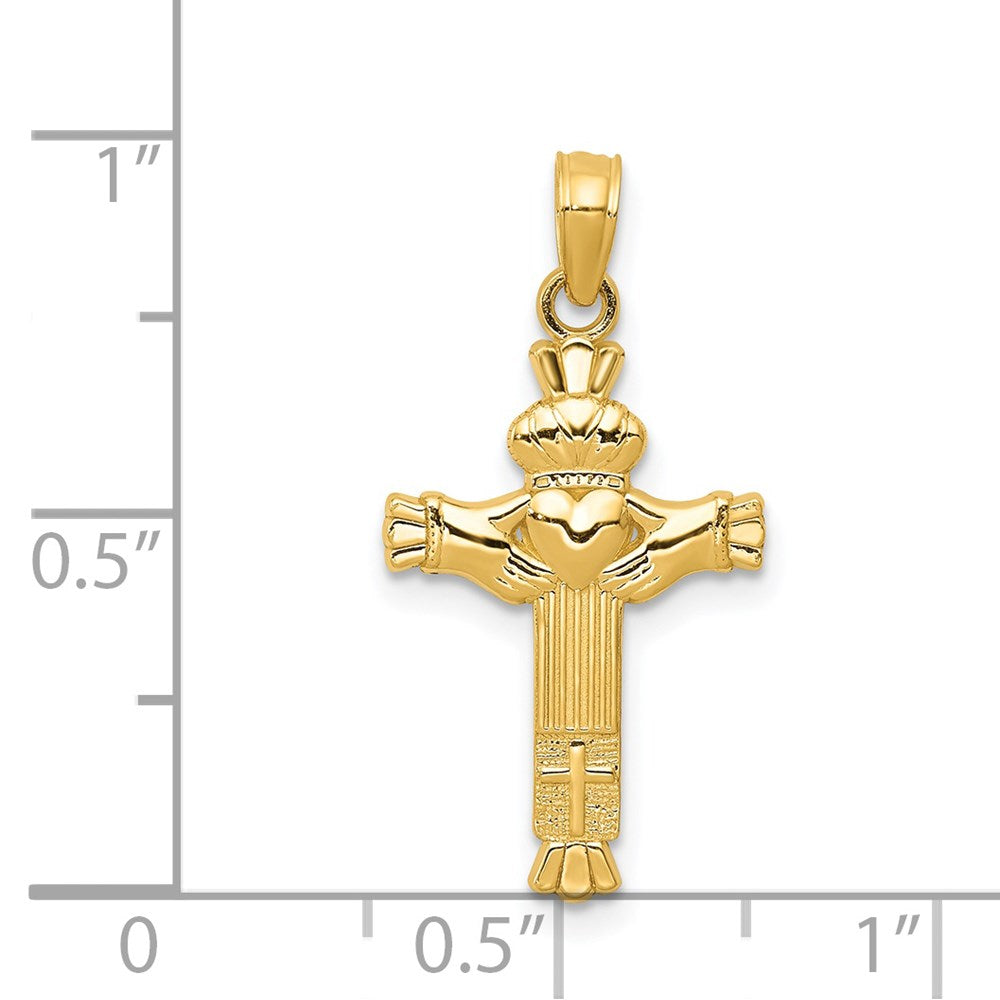 Extel Large 14k Claddagh Cross Charm Pendant