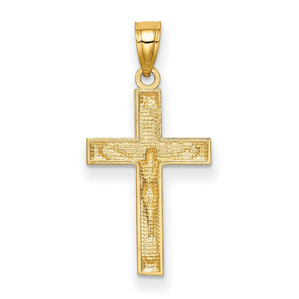 Extel Large 14k Diamond-cut Latin Crucifix Pendant Charm, Made in USA