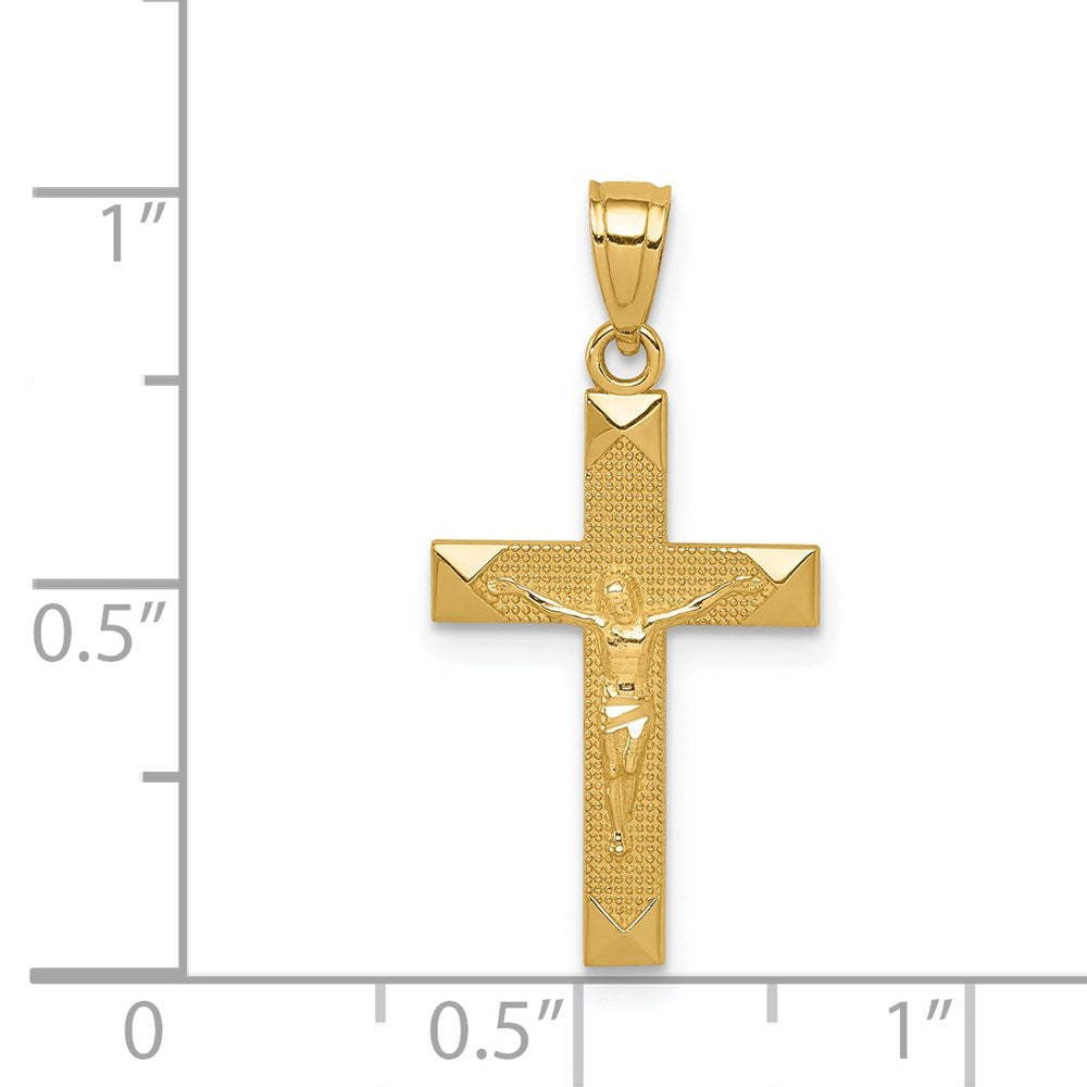 Extel Large 14k Diamond-cut Latin Crucifix Pendant Charm, Made in USA