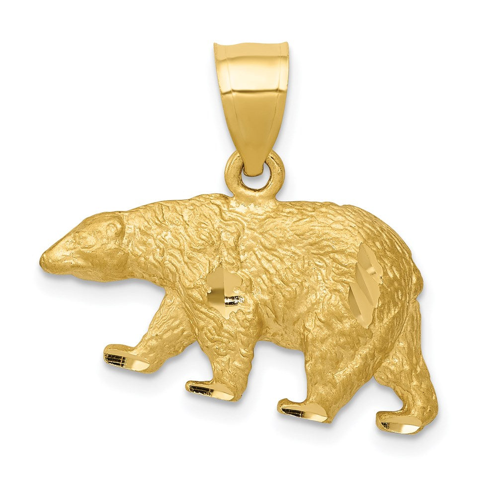 Extel Medium 14k Gold Diamond-cut Bear Pendant, Made in USA