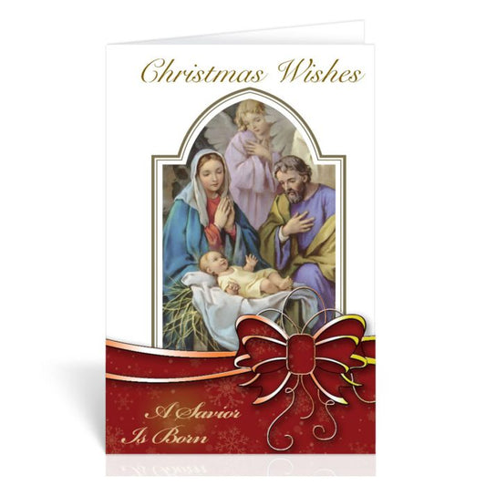 Catholic Nativity with an Angel Christmas Greeting Cards Boxed, Pack of 10 Cards