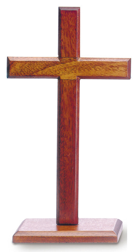 Medium Solid Mahogany Beveled Standing Cross