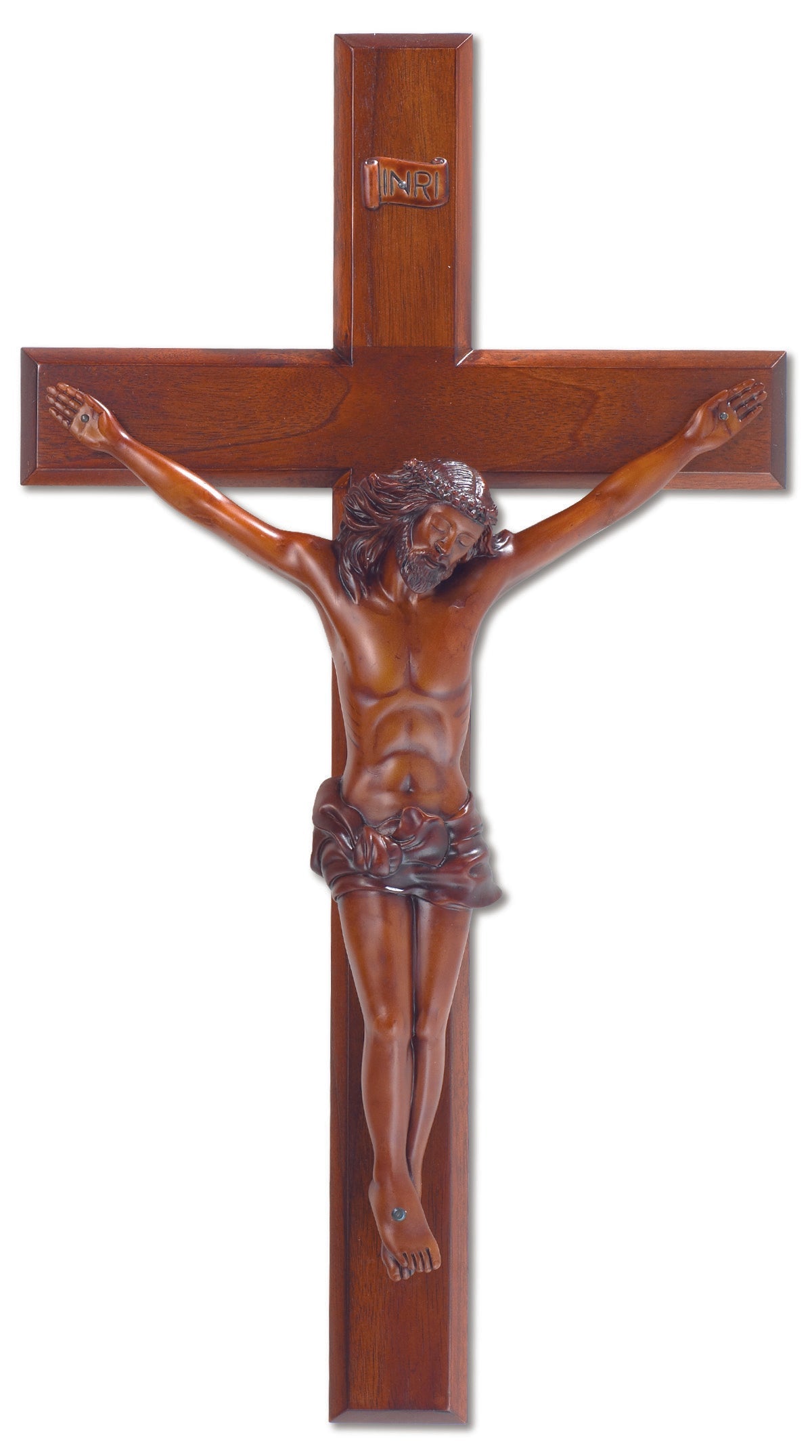 Large Solid Mahagony Wall Crucifix