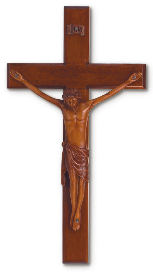 Large Solid Mahogany Wall Crucifix