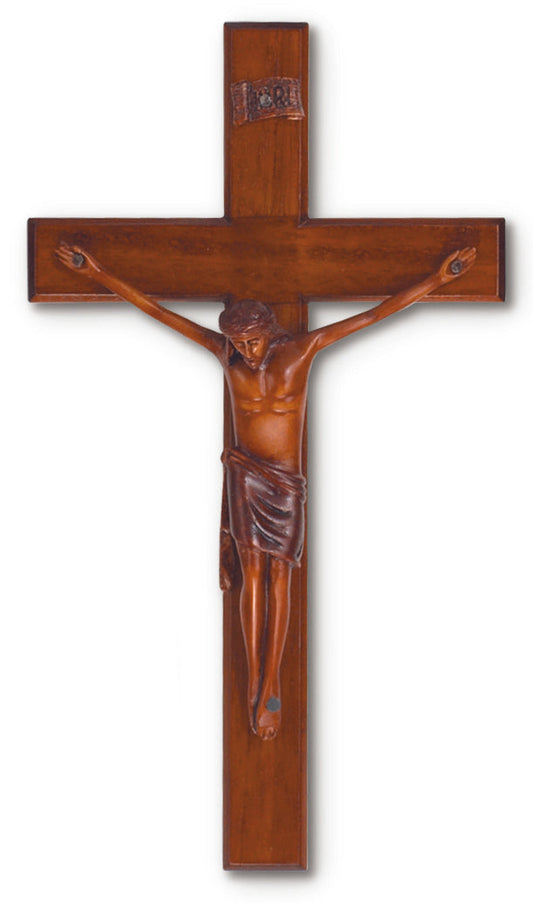 Large Solid Mahogany Wall Crucifix