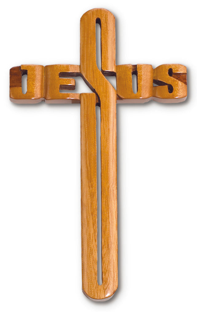 Large Solid Mahogany Jesus Name Cross