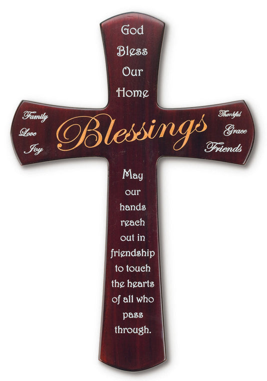 Large Solid Mahogany with Blessing Bible Verse Cross