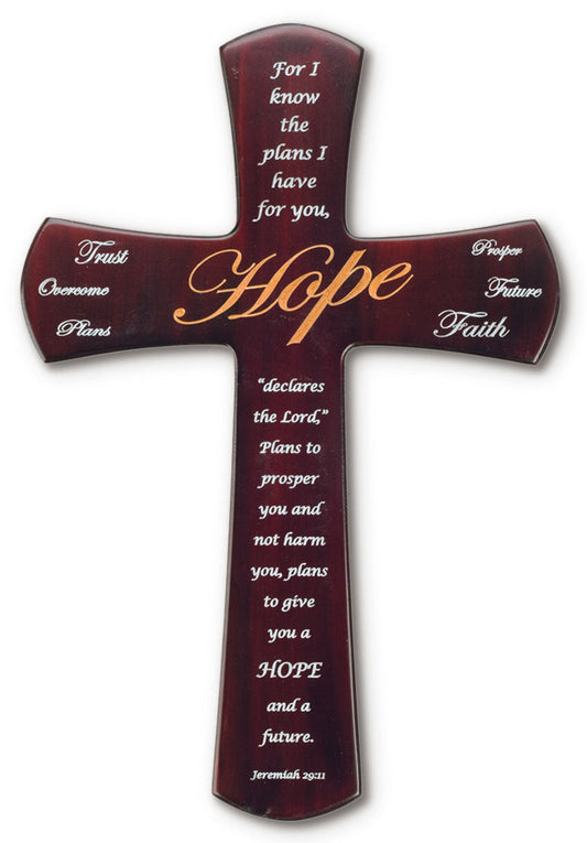 Large Solid Mahogany with Hope Christian Prayers Cross