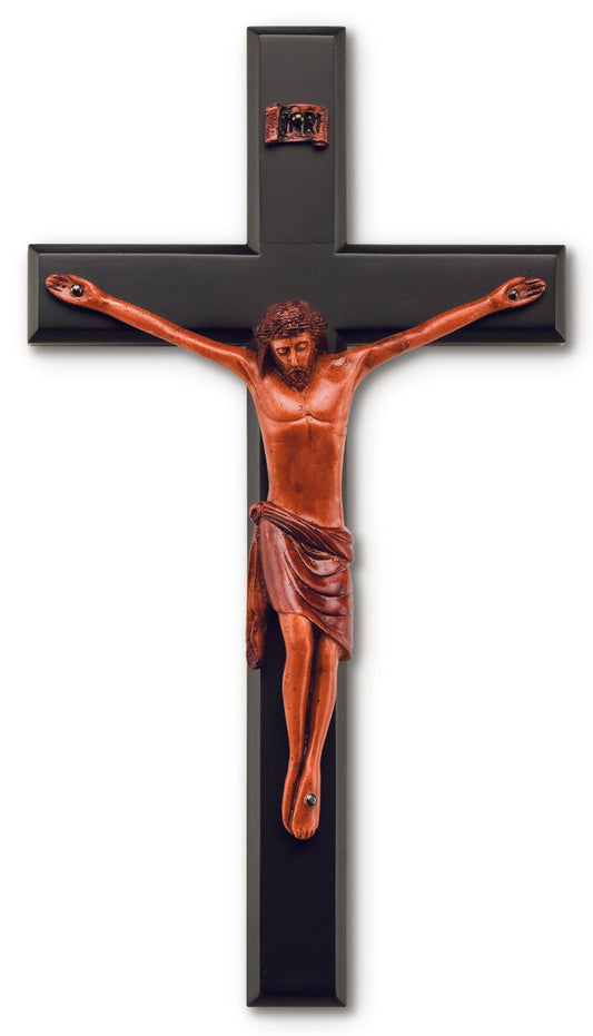 Large Black Solid Mahogany Crucifix