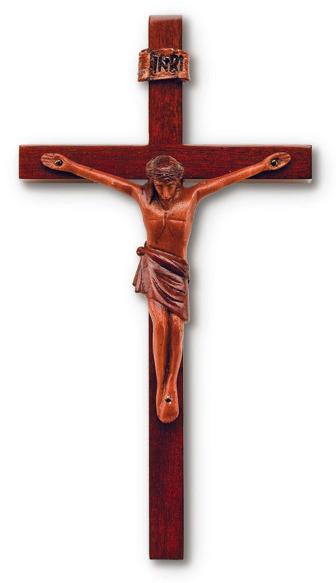 Medium Solid Mahogany Block Style Crucifix