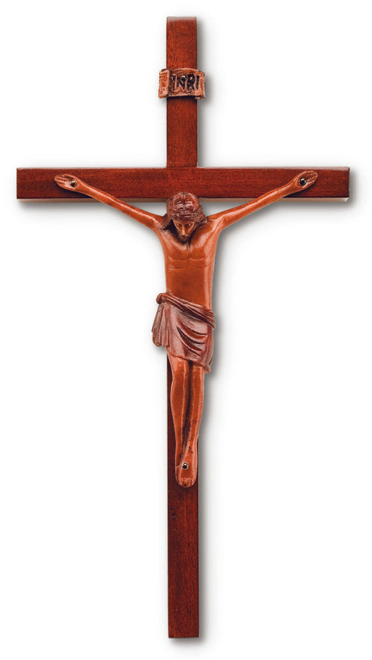 Large Solid Mahogany Block Style Crucifix