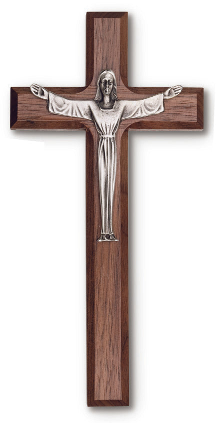 Medium Walnut Risen Wall Crucifix