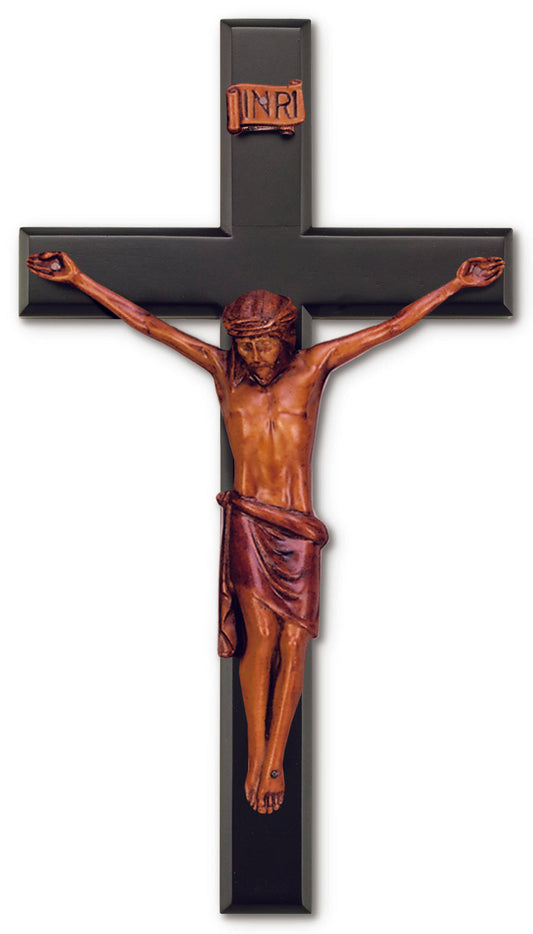 Large Black Solid Mahogany Crucifix