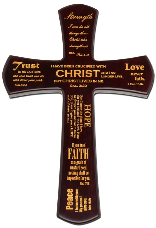 Large Solid Mahogany with Christian Prayers Cross