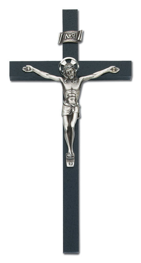 Medium Black Wood Wall Crucifix with Halo