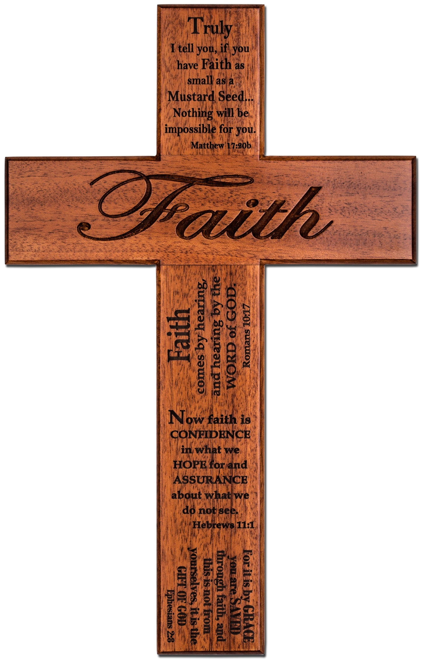 Large Solid Mahogany Be Still Bible Verse Cross