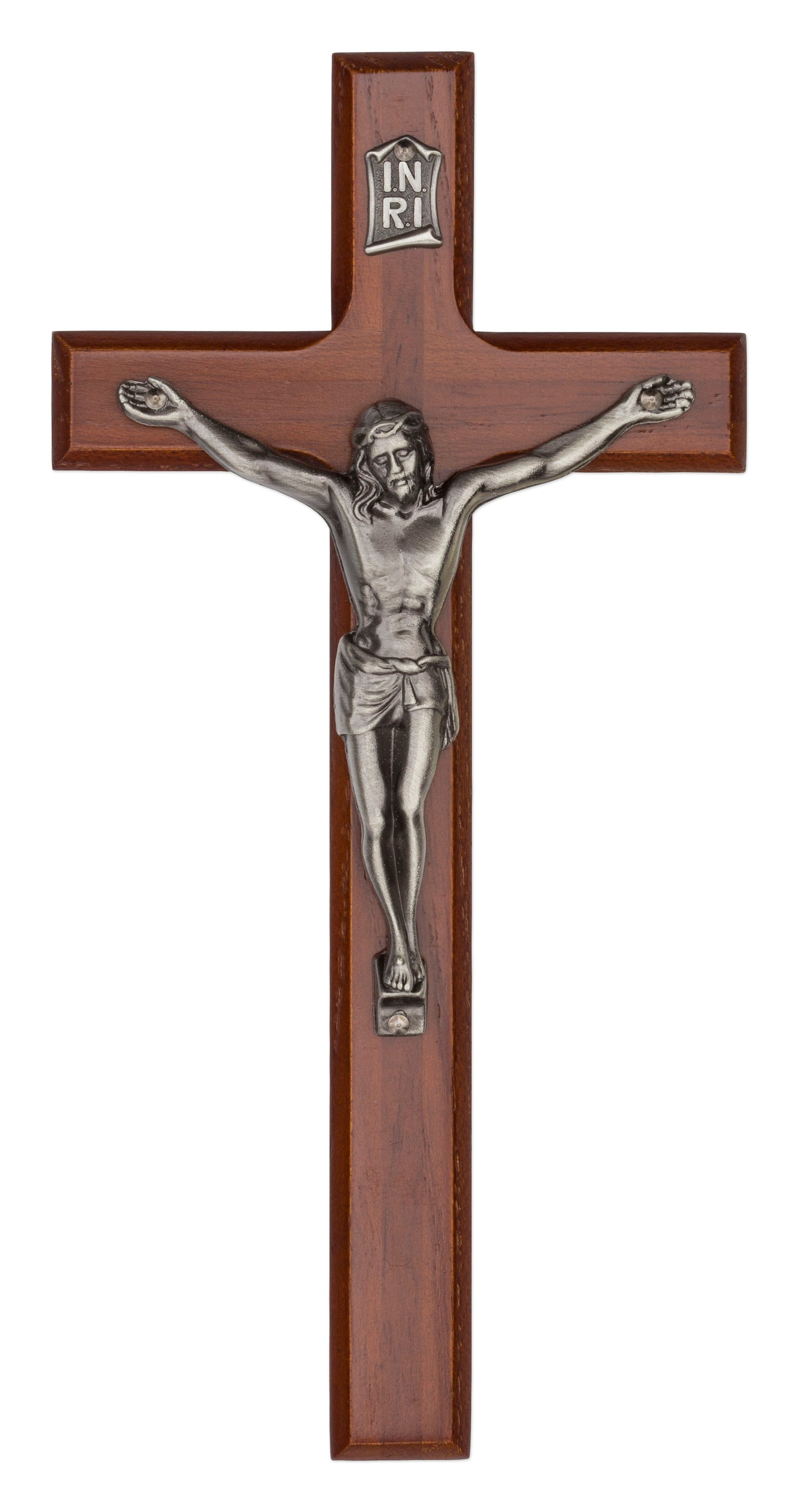 Medium Walnut Stained Wall Crucifix