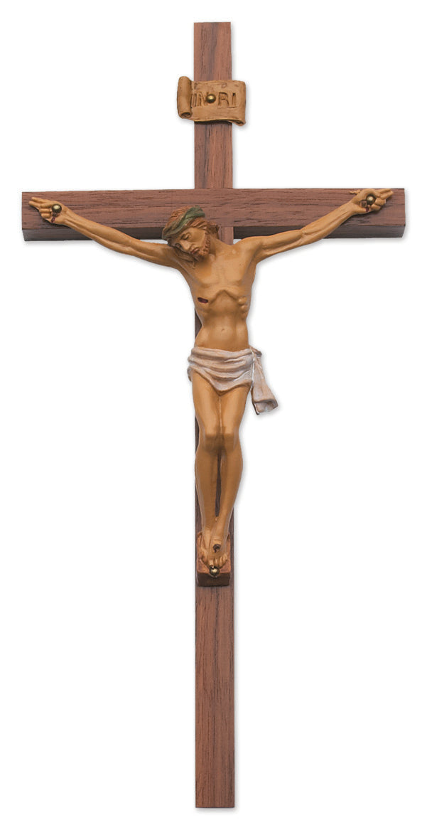 Large Walnut Wood Wall Crucifix