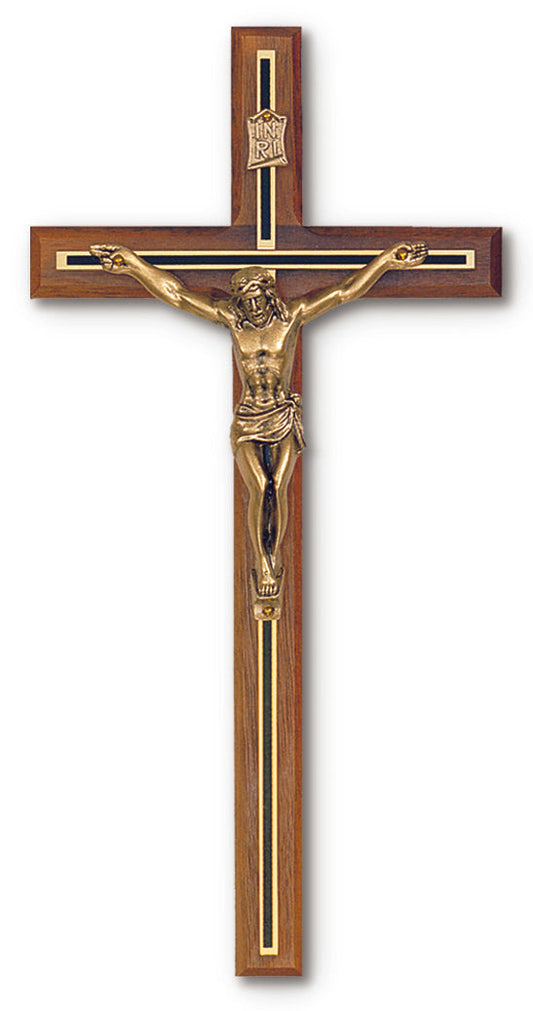 Large Walnut Wood Wall Crucifix