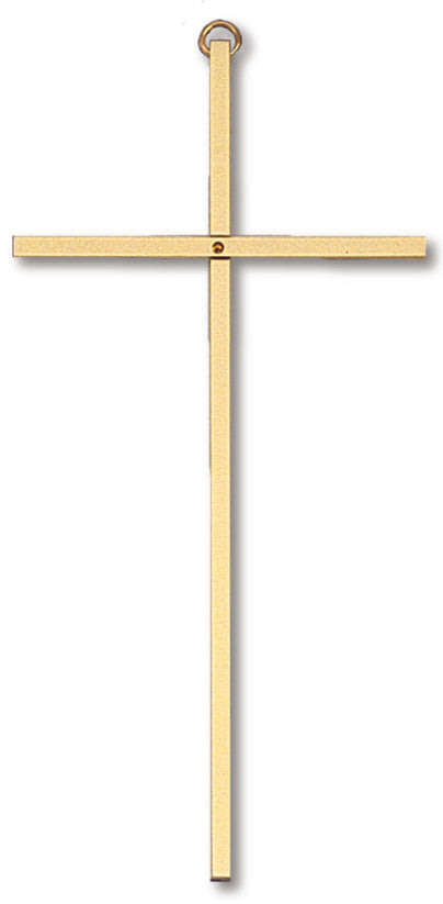 Medium Solid Brass Gold Plated Plain Wall Cross