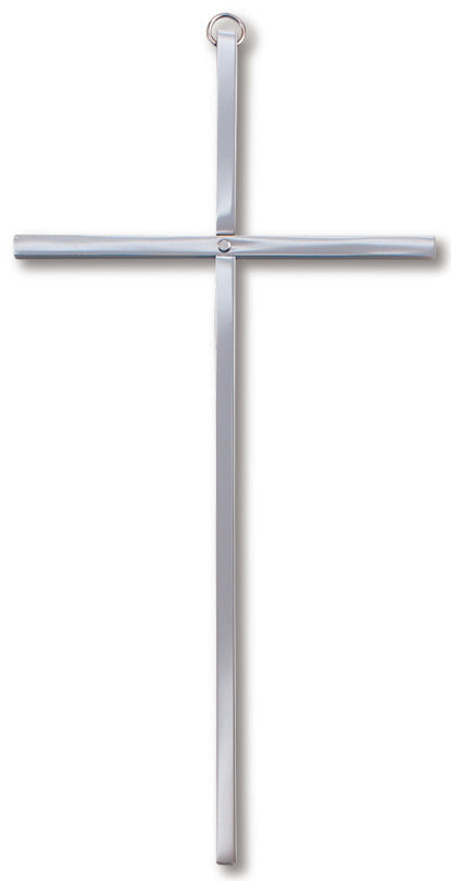 Medium Solid Brass Silver Plated Plain Wall Cross