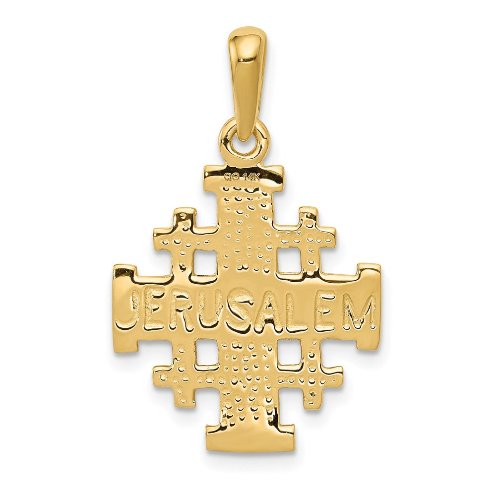 Extel Large 14k Gold Jerusalem Cross Pendant, Made in USA