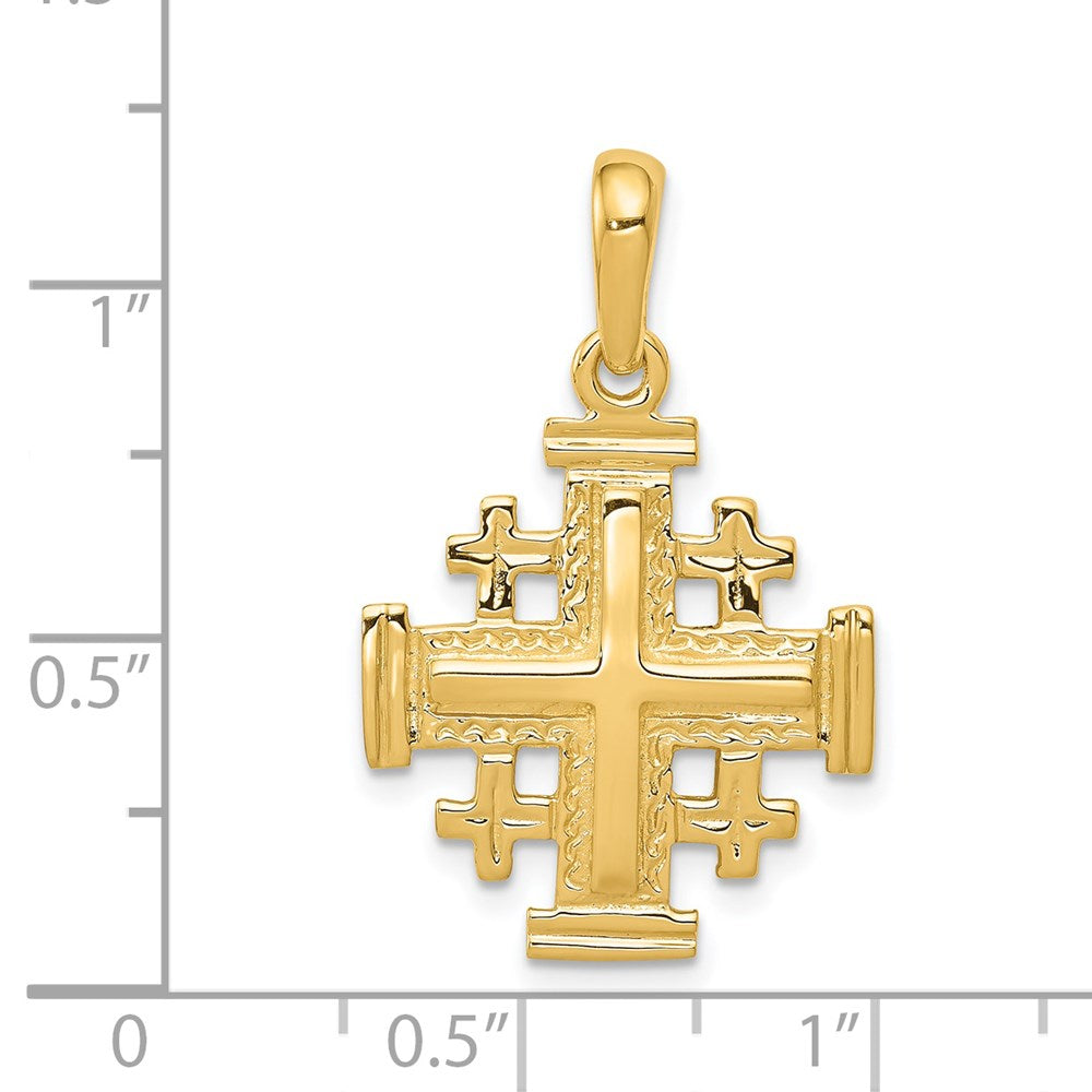 Extel Large 14k Gold Jerusalem Cross Pendant, Made in USA