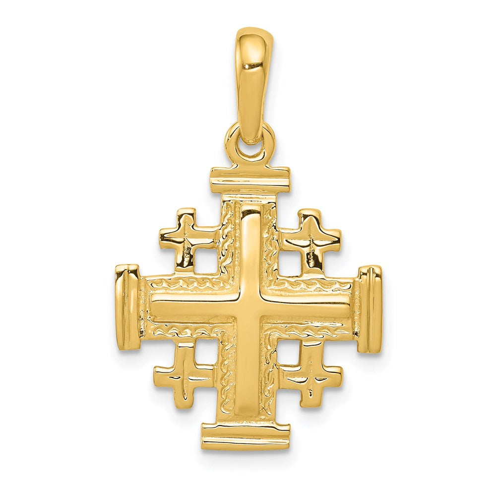 Extel Large 14k Gold Jerusalem Cross Pendant, Made in USA