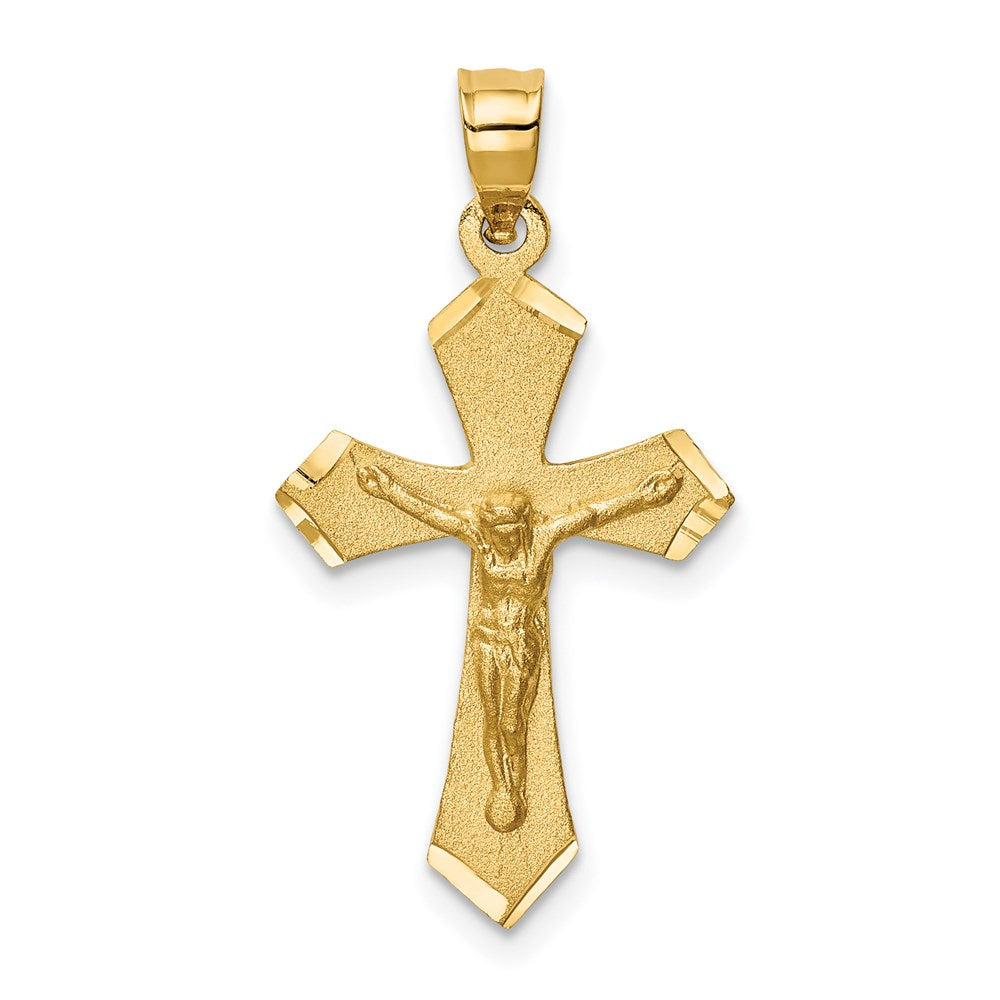 Extel Large 14k Satin & Diamond-cut Passion Crucifix Charm Pendant, Made in USA