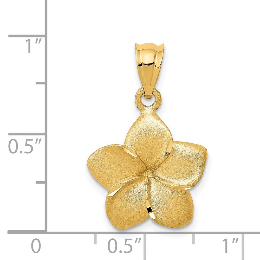 Extel Medium 14k Gold Plumeria Floral Charm Pendant, Made in USA