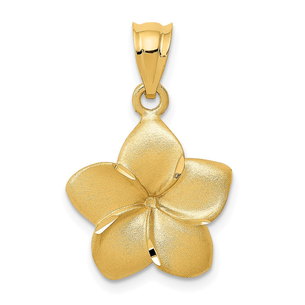 Extel Medium 14k Gold Plumeria Floral Charm Pendant, Made in USA