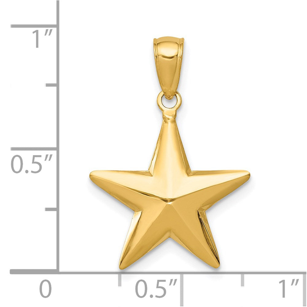 Extel Medium 14k Gold Polished 3-D Star Pendant