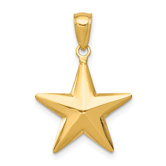 Extel Medium 14k Gold Polished 3-D Star Pendant