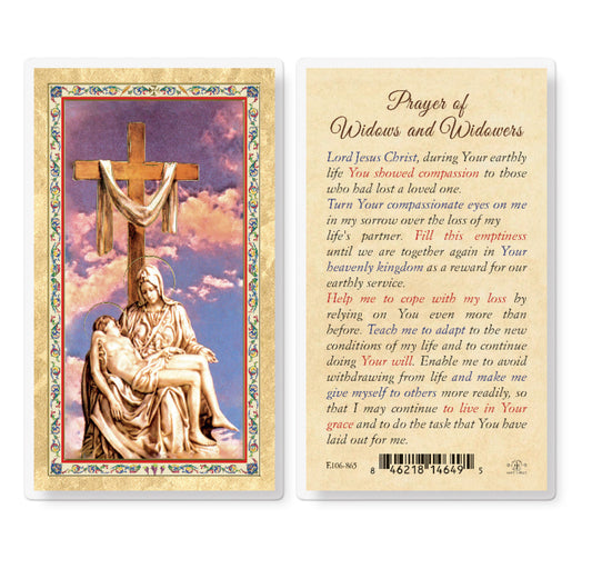 Prayer for Widows and Widowers Gold-Stamped Laminated Catholic Prayer Holy Card with Prayer on Back, Pack of 25