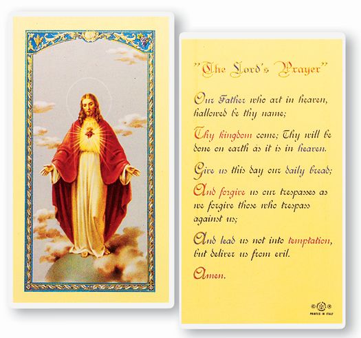 Lord's Prayer Laminated Catholic Prayer Holy Card with Prayer on Back, Pack of 25