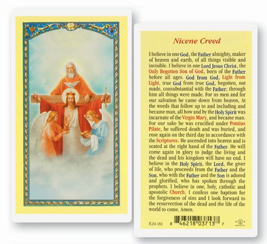 Nicene Creed Laminated Catholic Prayer Holy Card with Prayer on Back, Pack of 25