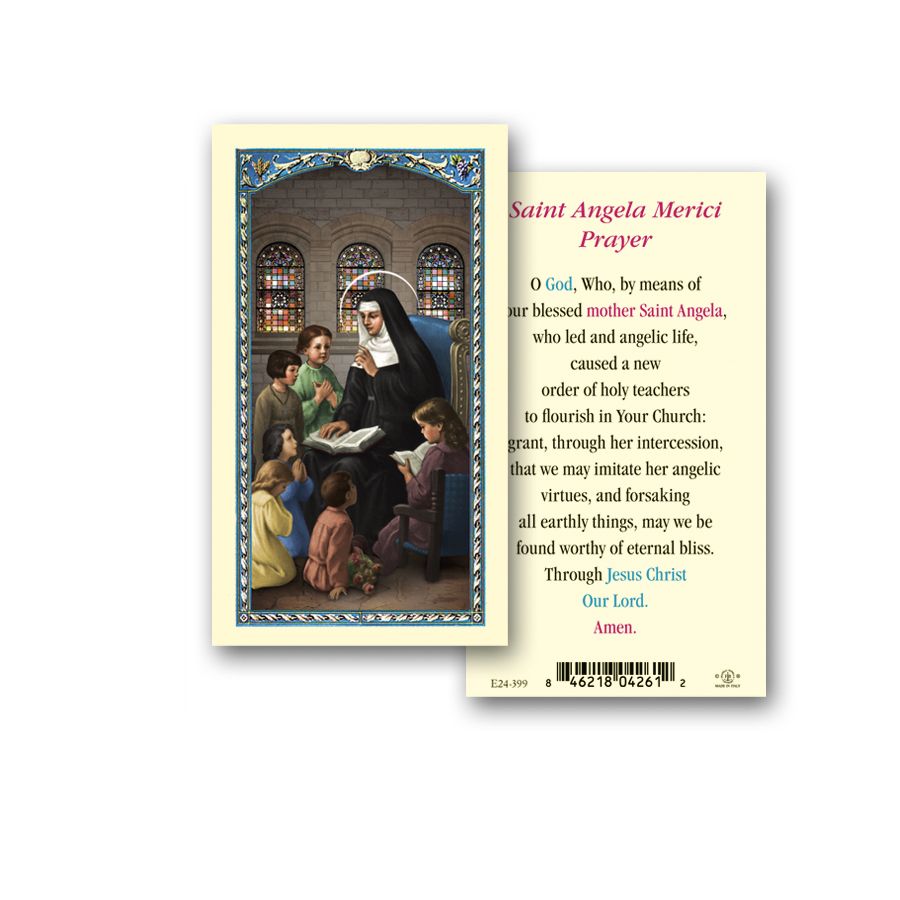 Saint Angela Merici Laminated Catholic Prayer Holy Card with Prayer on Back, Pack of 25