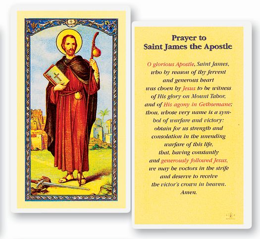 Saint James the Greater Laminated Catholic Prayer Holy Card