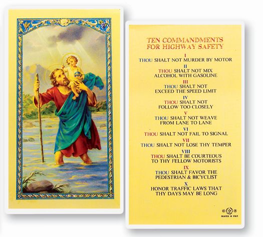 Saint Christopher Highway Safety Laminated Holy Card Pack of 25