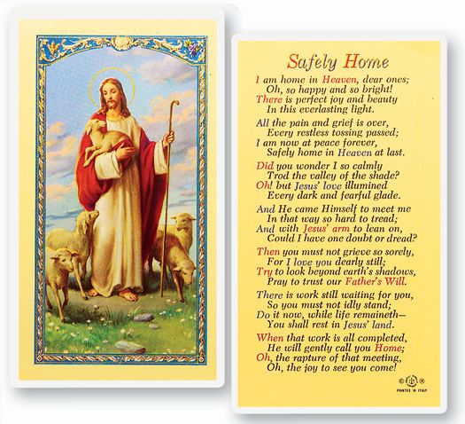 Safely Home Laminated Catholic Prayer Holy Card with Prayer on Back, Pack of 25