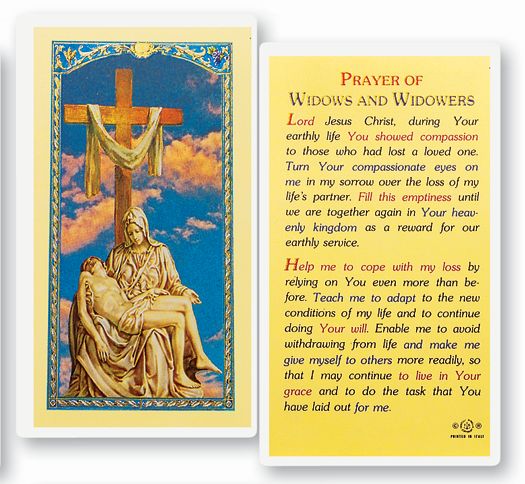 Widows and Widowers Laminated Catholic Prayer Holy Card with Prayer on Back, Pack of 25