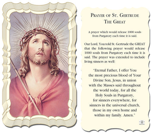 Saint Gertrude the Great Catholic Prayer Holy Card with Prayer on Back, Pack of 50