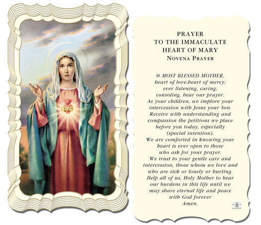 Immaculate Heart of Mary Catholic Prayer Holy Card with Prayer on Back, Pack of 50