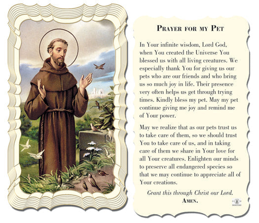 Saint Francis of Assisi Catholic Prayer Holy Card with Prayer on Back, Pack of 50