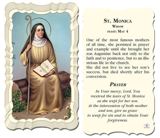 Saint Monica Catholic Prayer Holy Card with Prayer on Back, Pack of 50